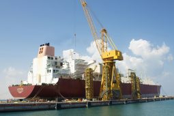 Al Karaana berthed for repairs at the Erhama Bin Jaber Al Jalahma Shipyard.